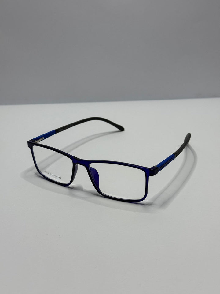 Blue & Black Square Frame Glasses with Lens.