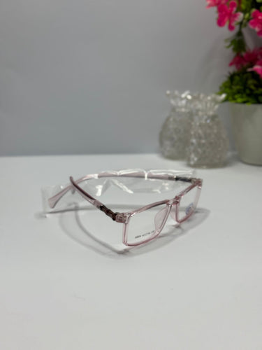 Transparent Pink Rectangle Unisex Glasses